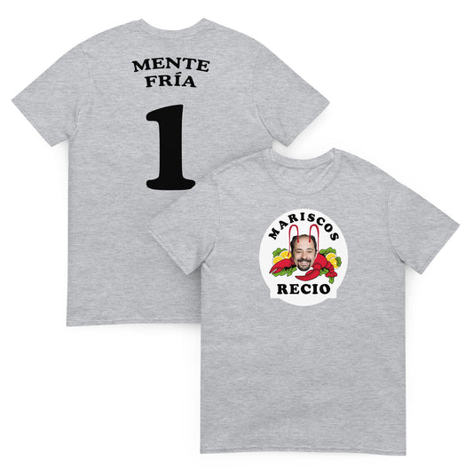 camiseta los leones de montepinar mente fria maxi mariscos recio la que se avecina en color gris