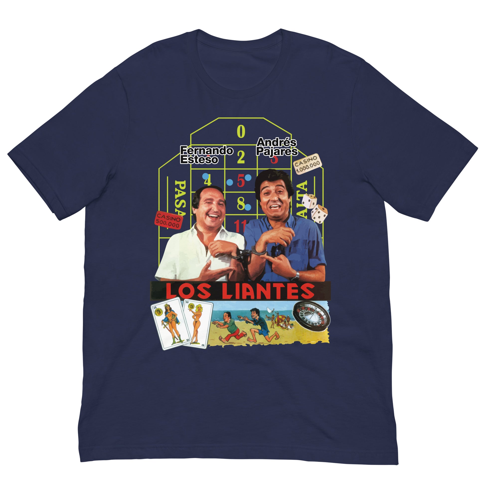 camiseta los liantes andres pajares fernando esteso en color azul marino