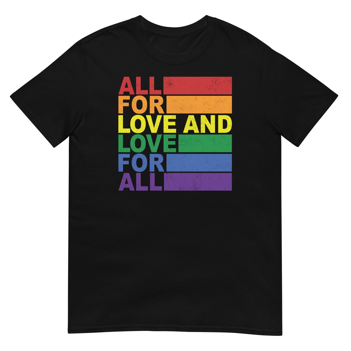 camiseta love for all orgullo gay negra