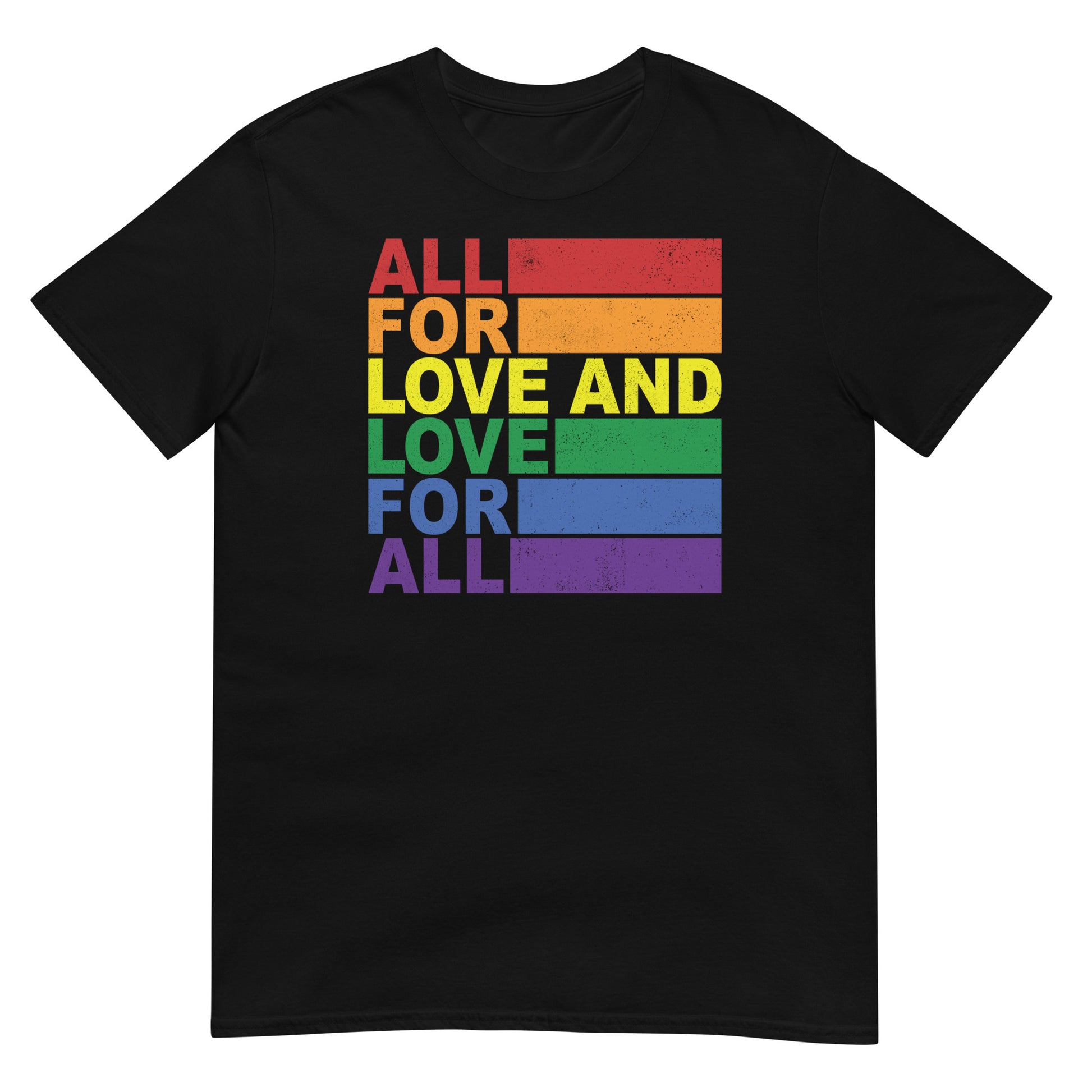 camiseta love for all orgullo gay negra