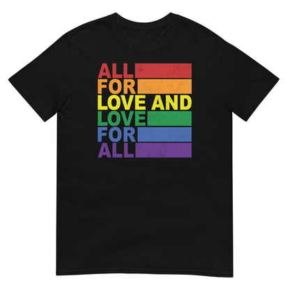 camiseta love for all orgullo gay negra