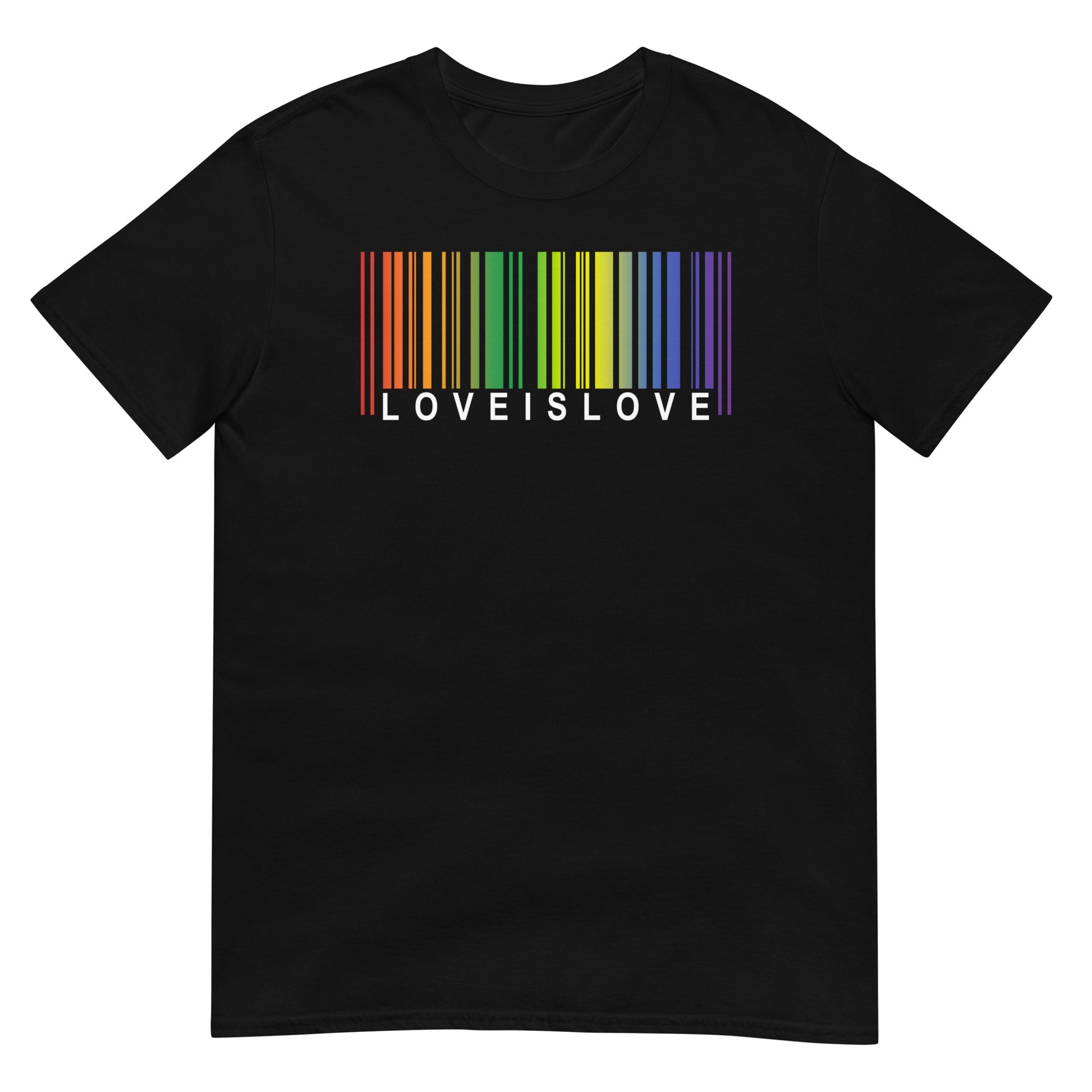 camiseta love is love codigo barras orgullo gay negra
