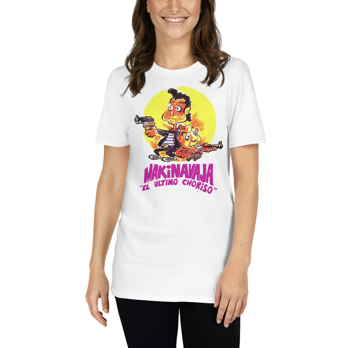 Mujer con camiseta blanca de Makinavaja El último choriso