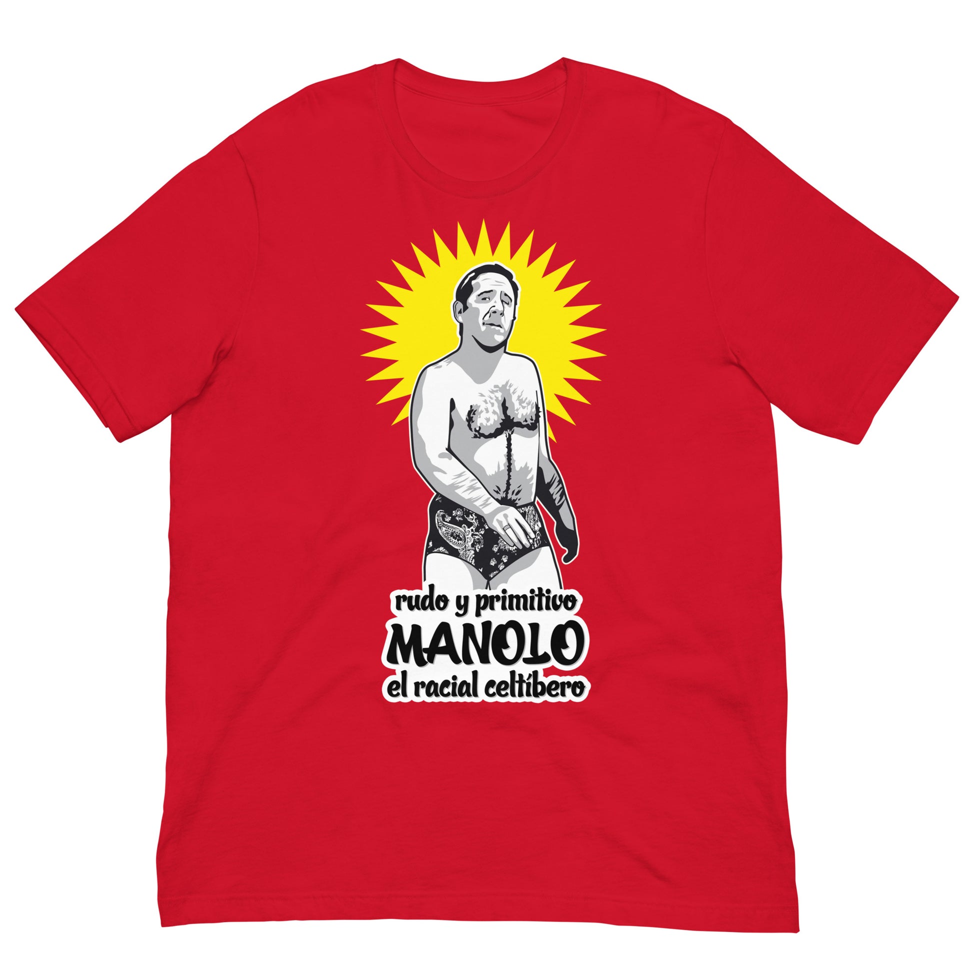 camiseta manolo la nuit el racial celtibero alfredo landa en color rojo