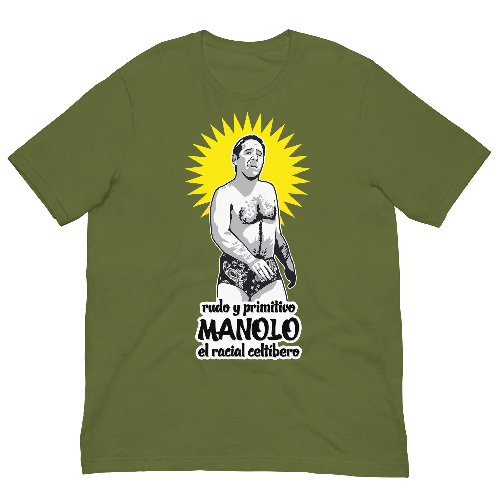 camiseta manolo la nuit el racial celtibero alfredo landa en color verde oliva