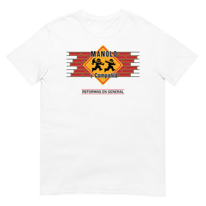 camiseta manolo y compania manos a la obra benito lopera perrote en color blanco