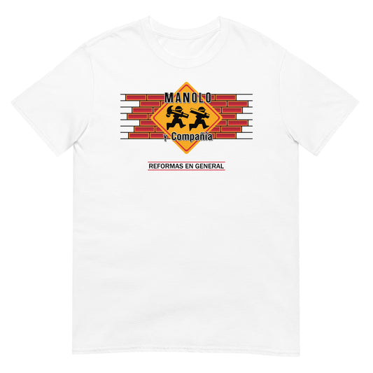 camiseta manolo y compania manos a la obra benito lopera perrote en color blanco