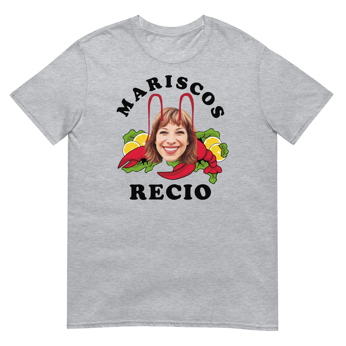 Camiseta gris Mariscos Recio con Berta de La que se avecina
