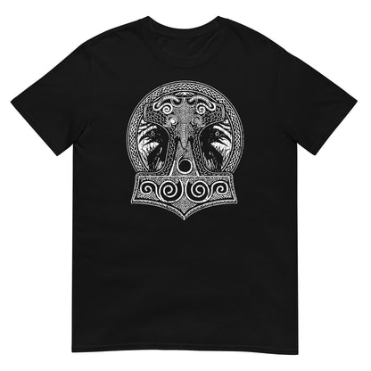 camiseta martillo thor cuervos vikingos negra