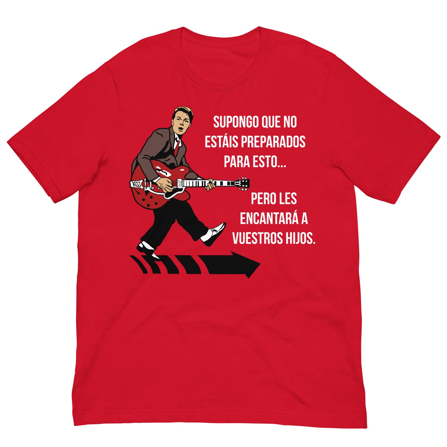 camiseta marty mcfly guitarra chuck berry regreso al futuro en color rojo