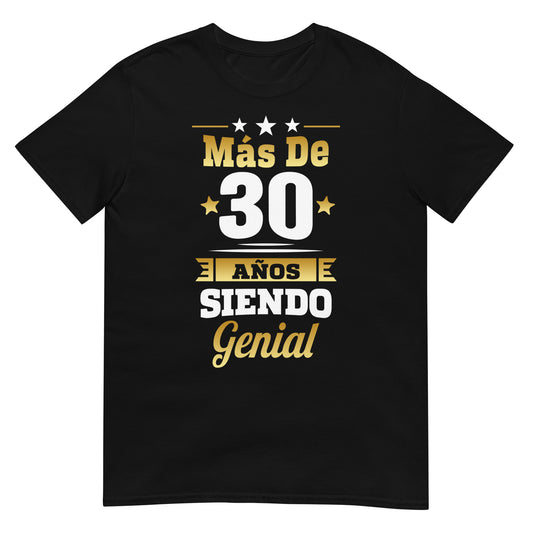 camiseta mas de 30 anos siendo genial regalo cumpleanos negra