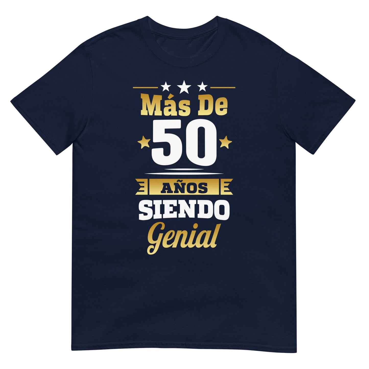camiseta mas de 50 anos siendo genial regalo cumpleanos azul marino