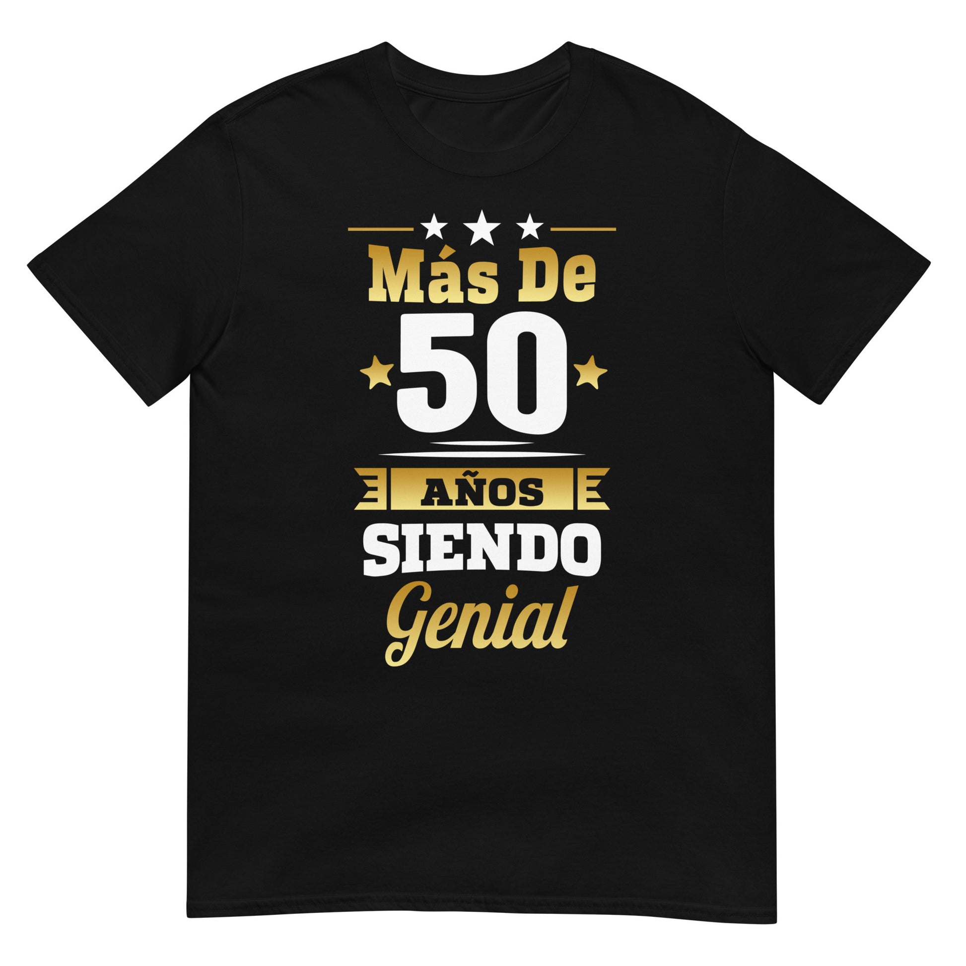 camiseta mas de 50 anos siendo genial regalo cumpleanos negra
