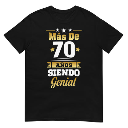 camiseta mas de 70 anos siendo genial regalo cumpleanos negra