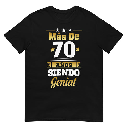 camiseta mas de 70 anos siendo genial regalo cumpleanos negra