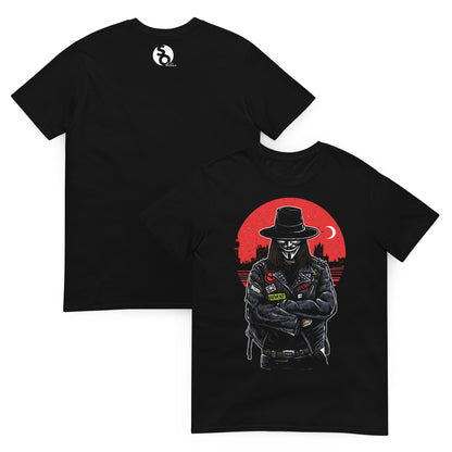 camiseta v de vendetta punk delante y detras negra
