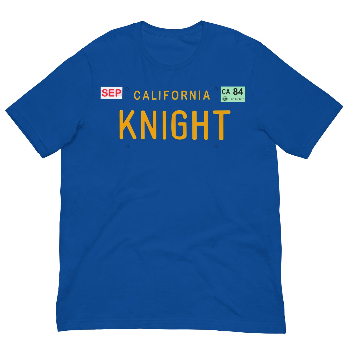 camiseta matricula knight kitt el coche fantastico en color azul royal