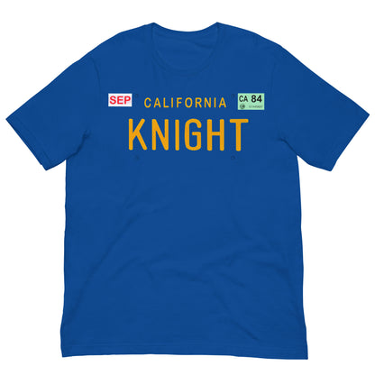 camiseta matricula knight kitt el coche fantastico en color azul royal