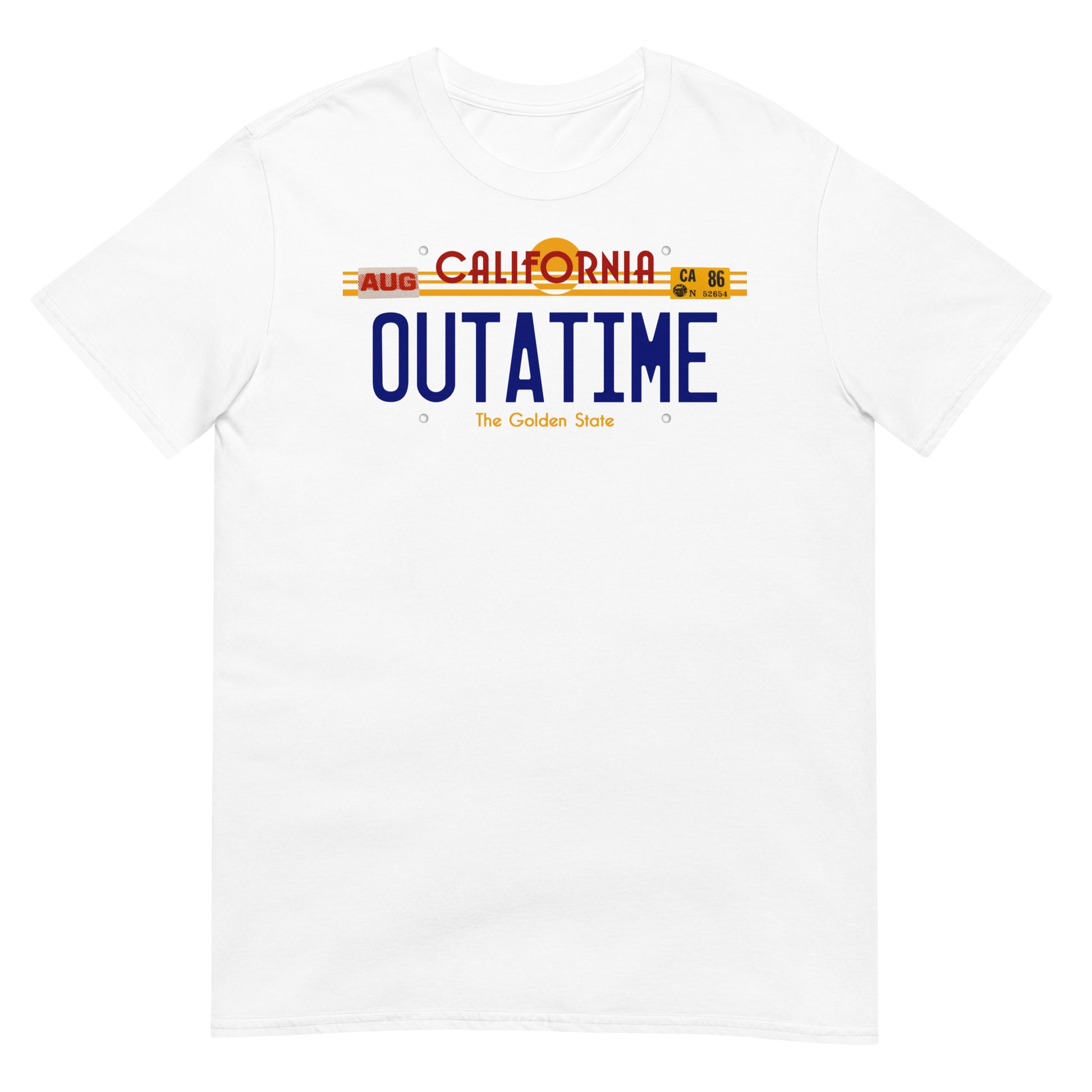 camiseta matricula outatime regreso al futuro back to the future en color blanco