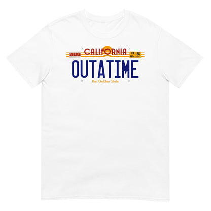 camiseta matricula outatime regreso al futuro blanca