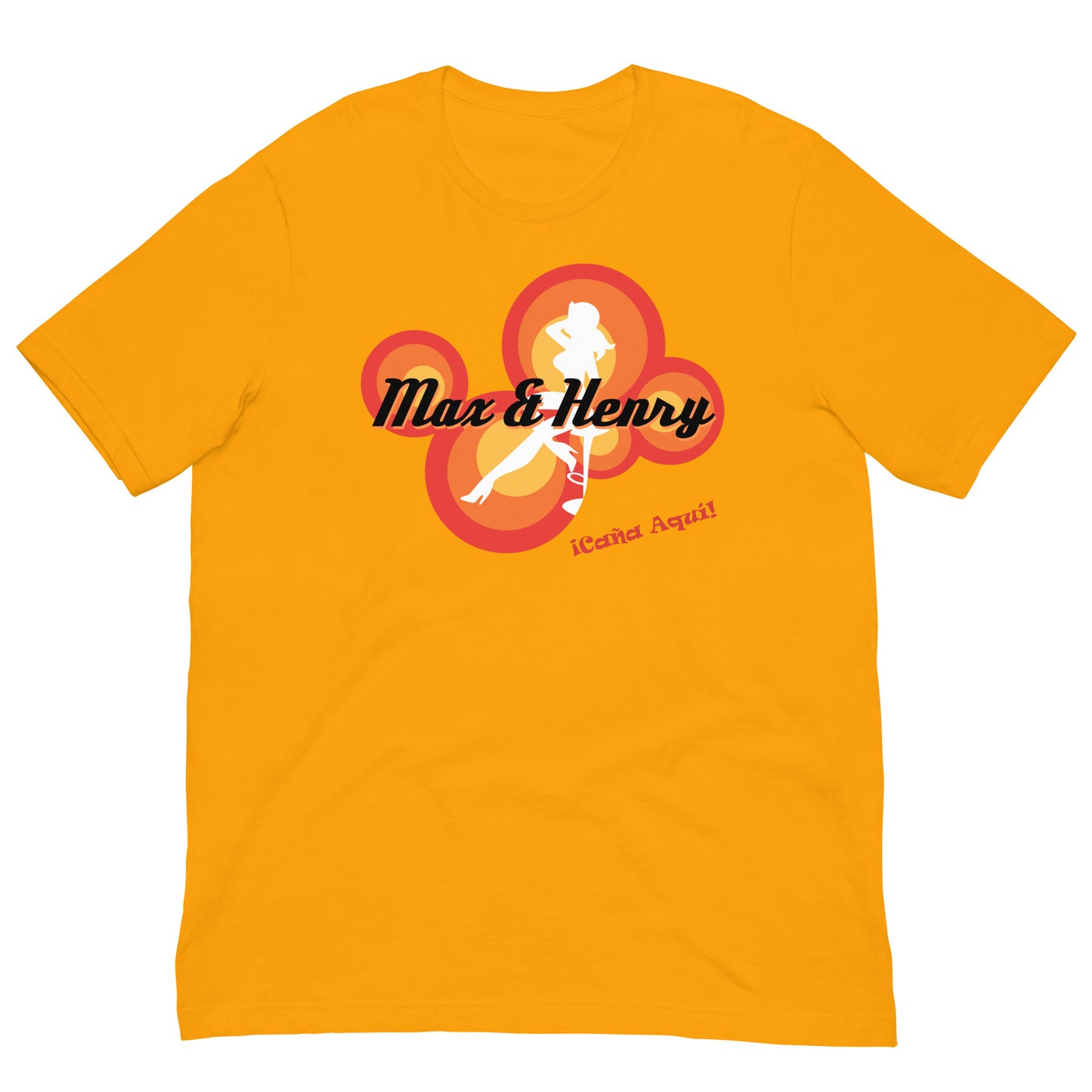 camiseta del bar max and henry de la que se avecina en color amarillo mostaza
