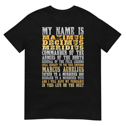 camiseta frase gladiator maximo negra