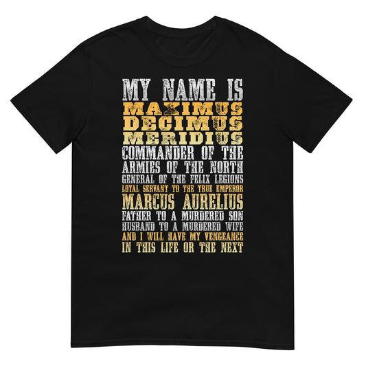 camiseta frase gladiator maximo negra