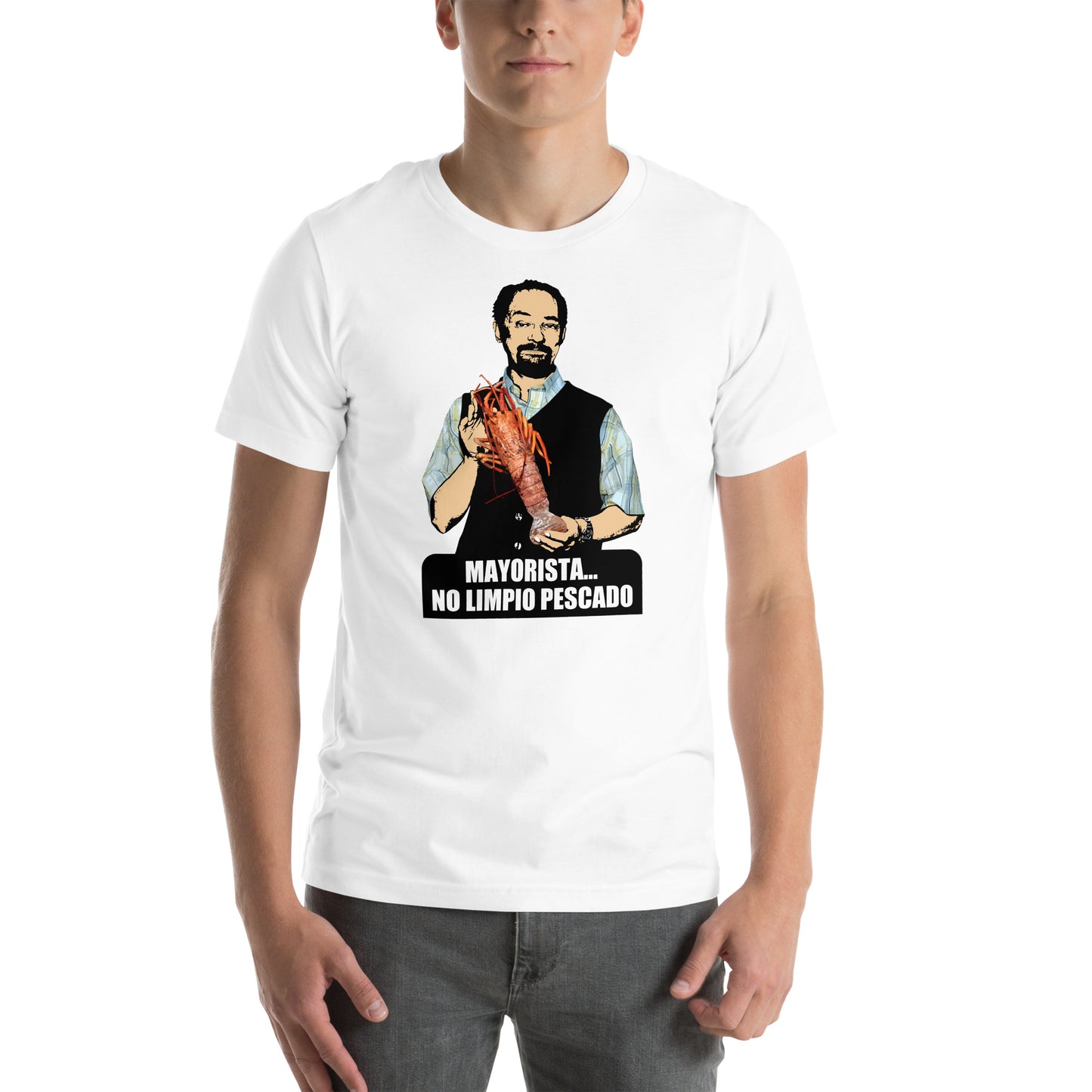 hombre con camiseta mayorista no limpio pescado de antonio recio de la que se avecina en color blanco