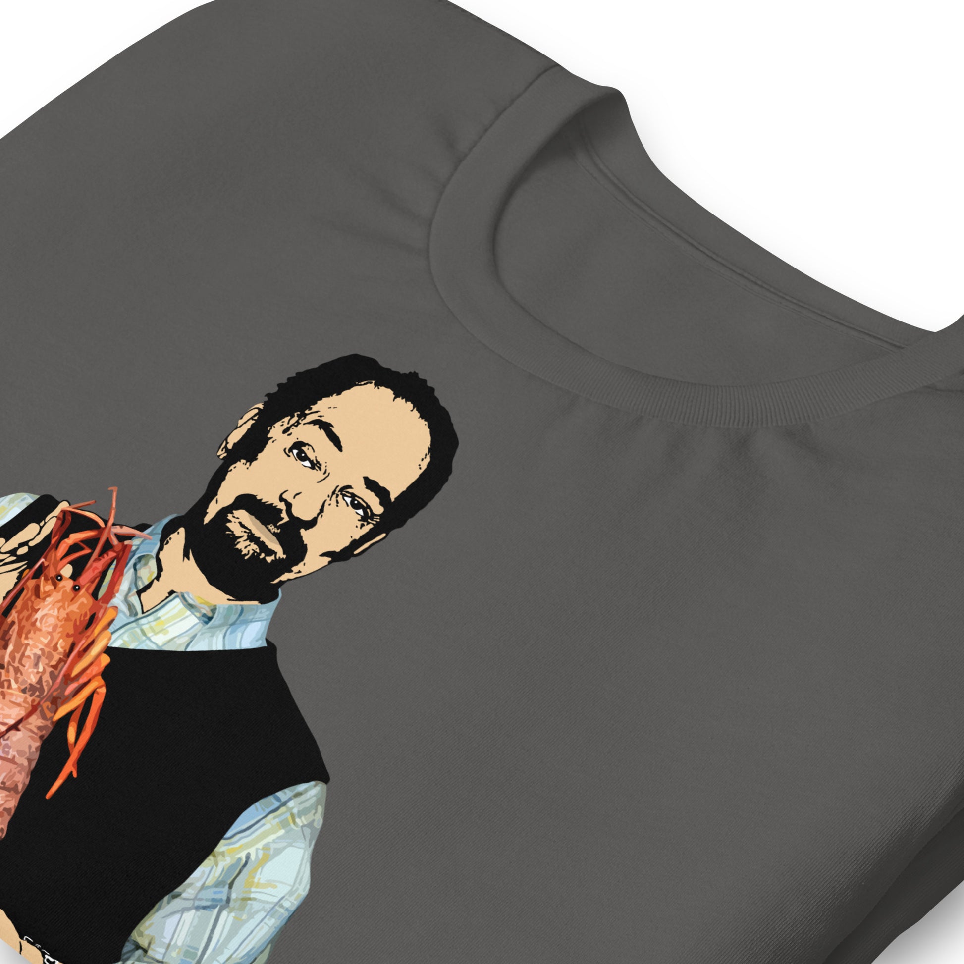 detalle de camiseta mayorista no limpio pescado gris