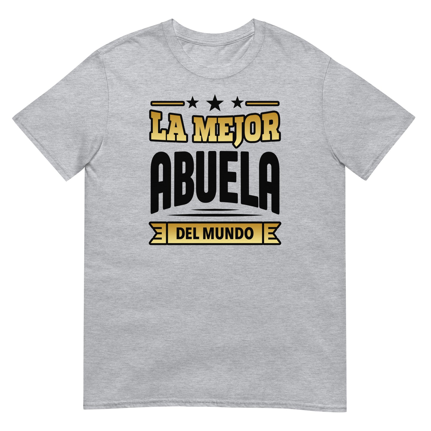 camiseta la mejor abuela del mundo letras doradas gris