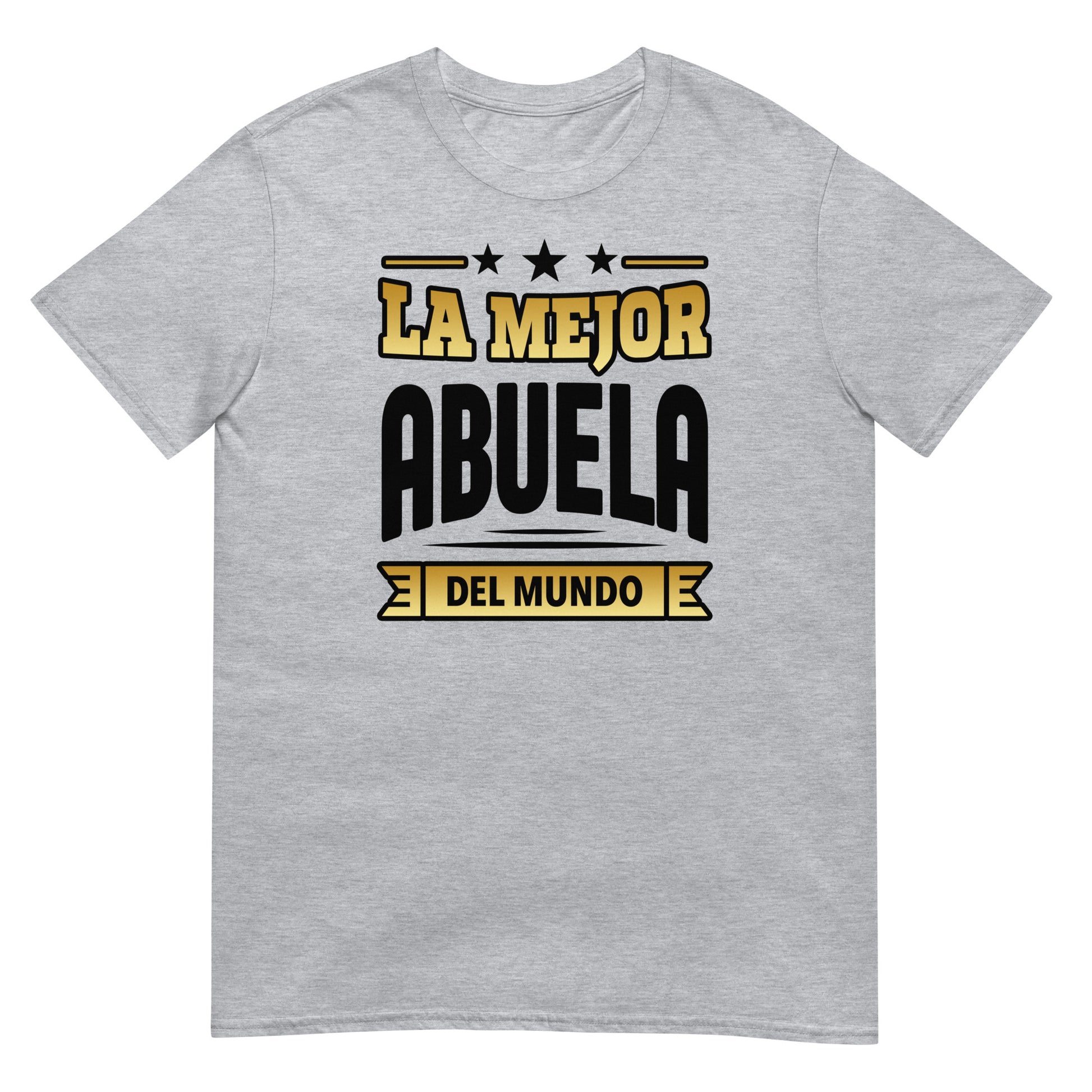 camiseta la mejor abuela del mundo letras doradas gris
