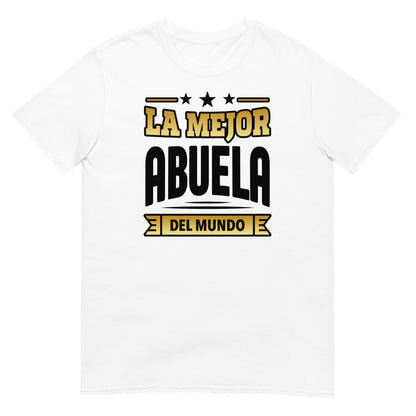 camiseta la mejor abuela del mundo letras doradas blanca