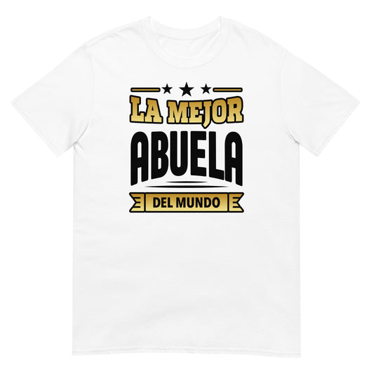 camiseta la mejor abuela del mundo letras doradas blanca
