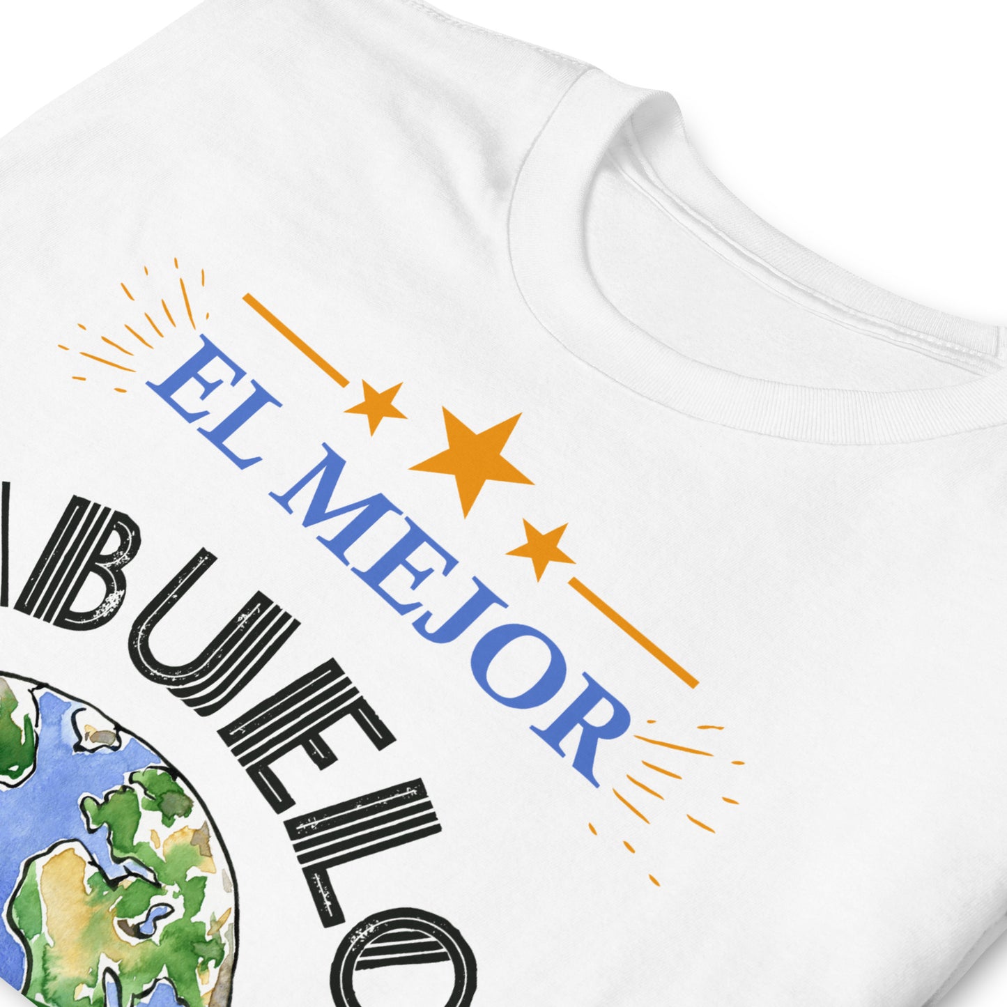 detalle de camiseta el mejor abuelo del mundo blanca
