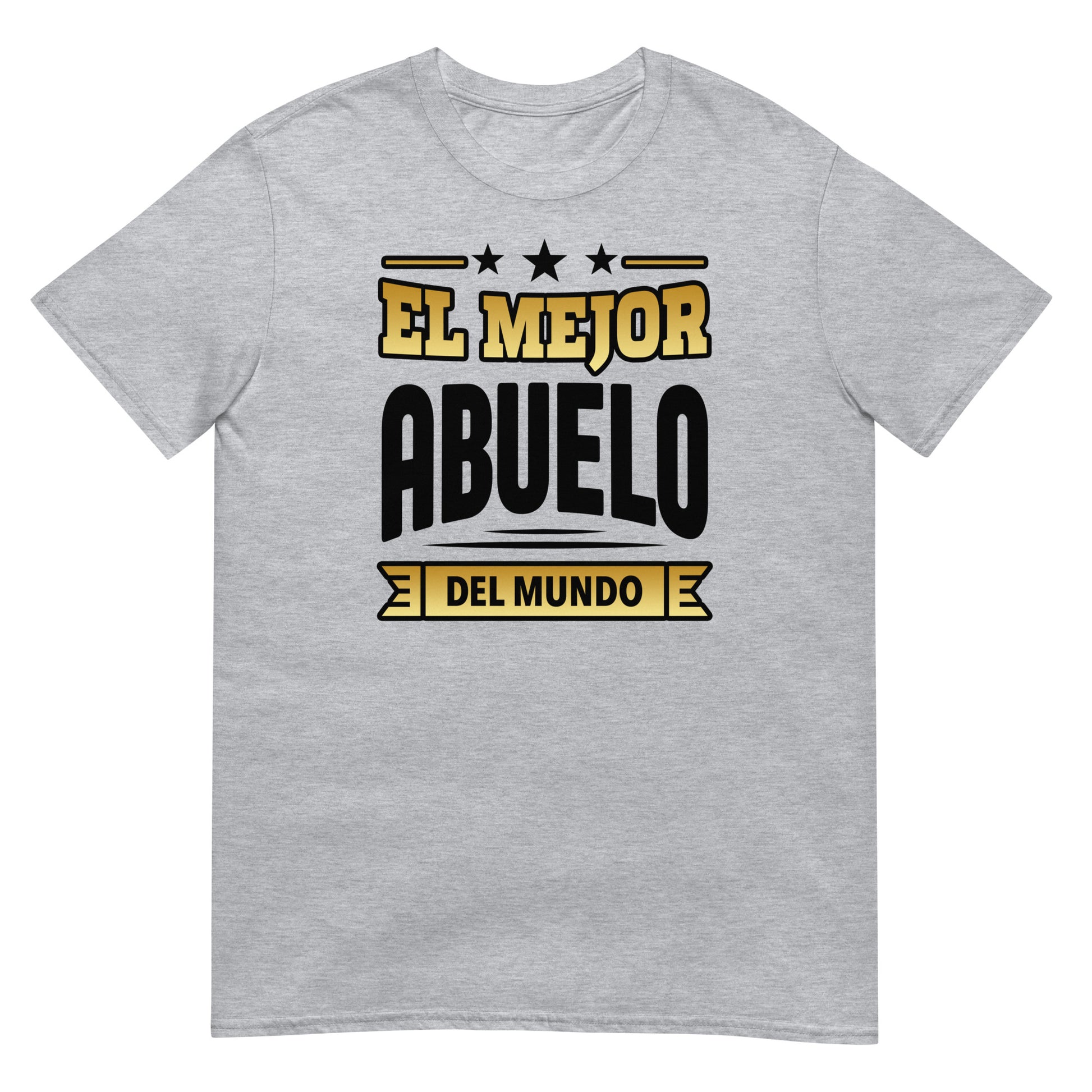 camiseta el mejor abuelo del mundo letras doradas gris