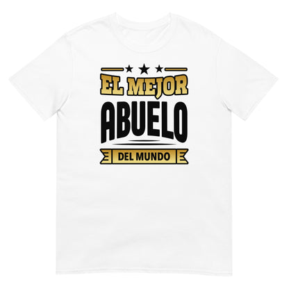 camiseta el mejor abuelo del mundo letras doradas blanca