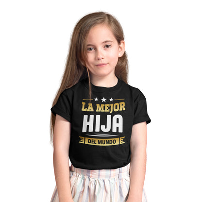 nina con camiseta la mejor hija del mundo infantil negra