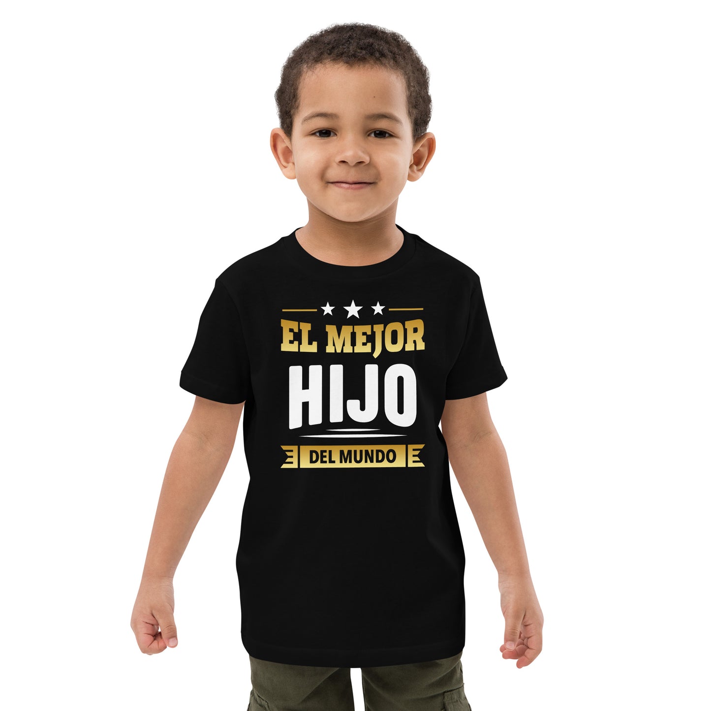 niño con camiseta el mejor hijo del mundo infantil negra