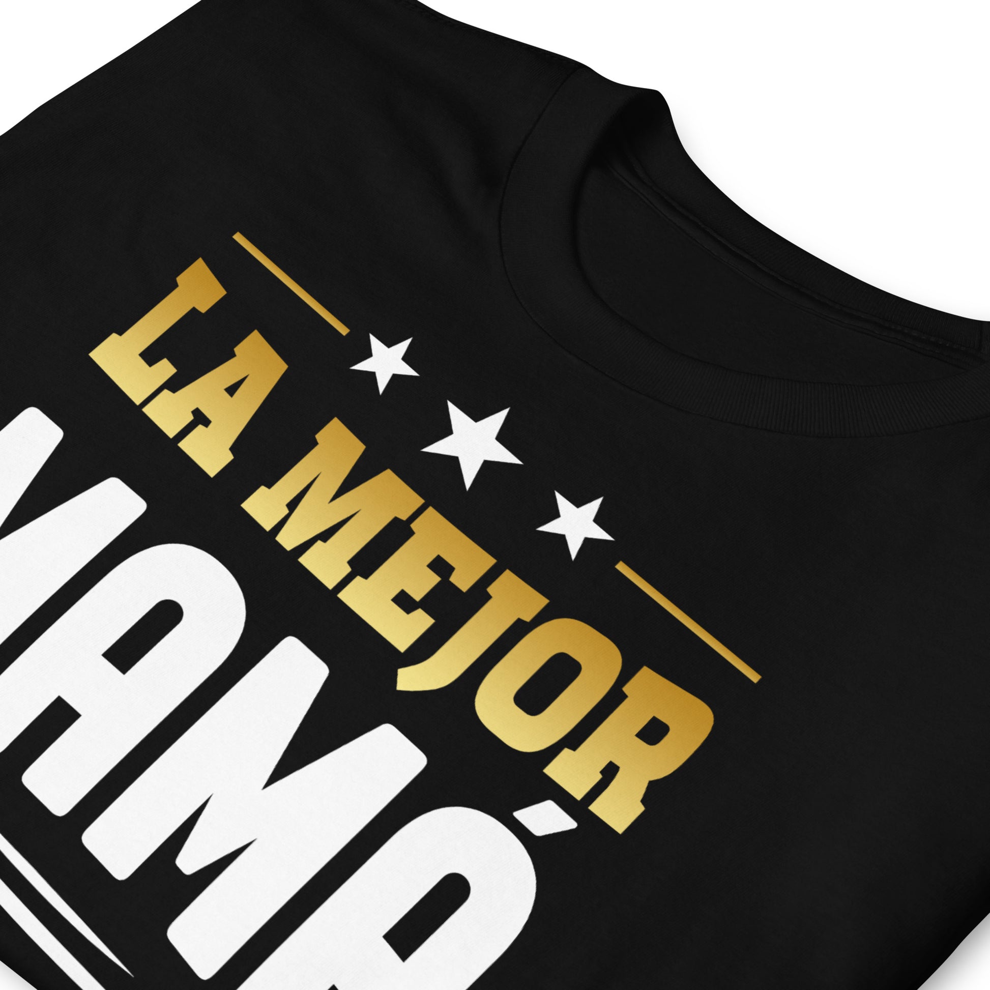 detalle de camiseta la mejor mama del mundo negra