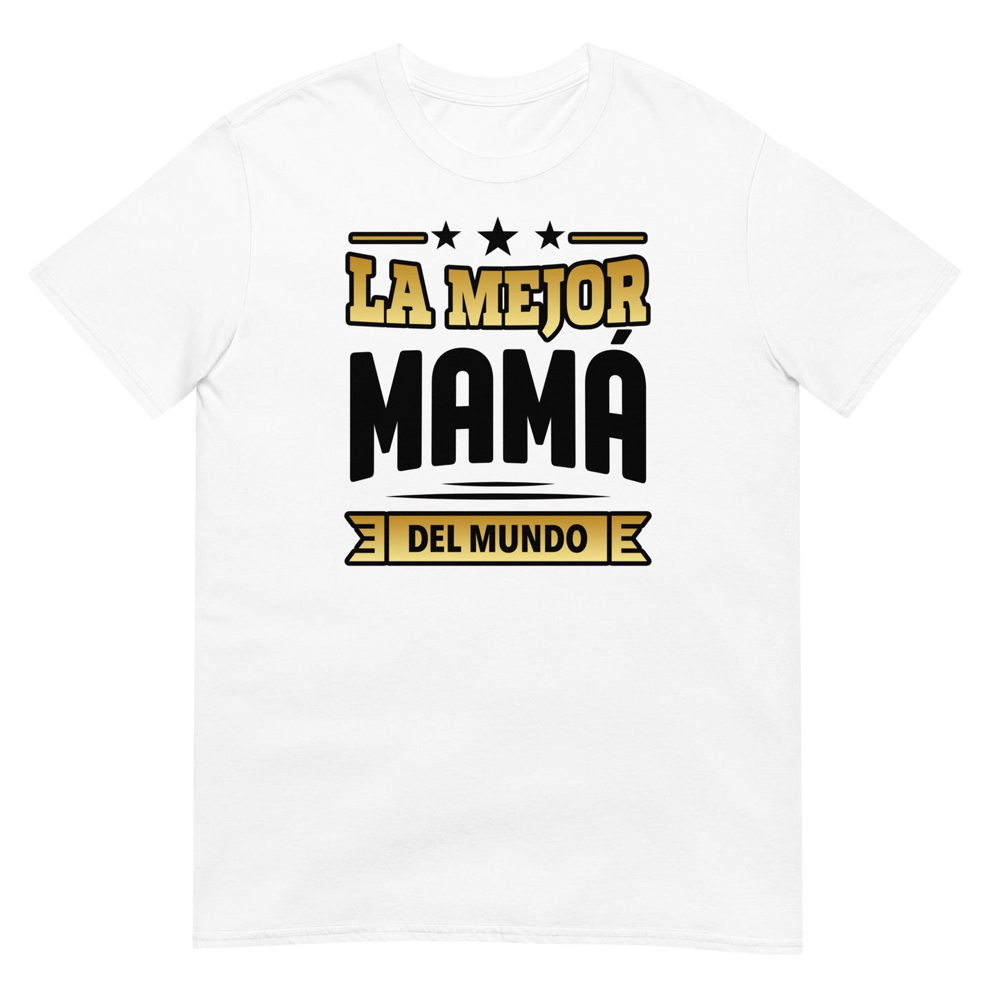 camiseta la mejor mama del mundo letras doradas blanca