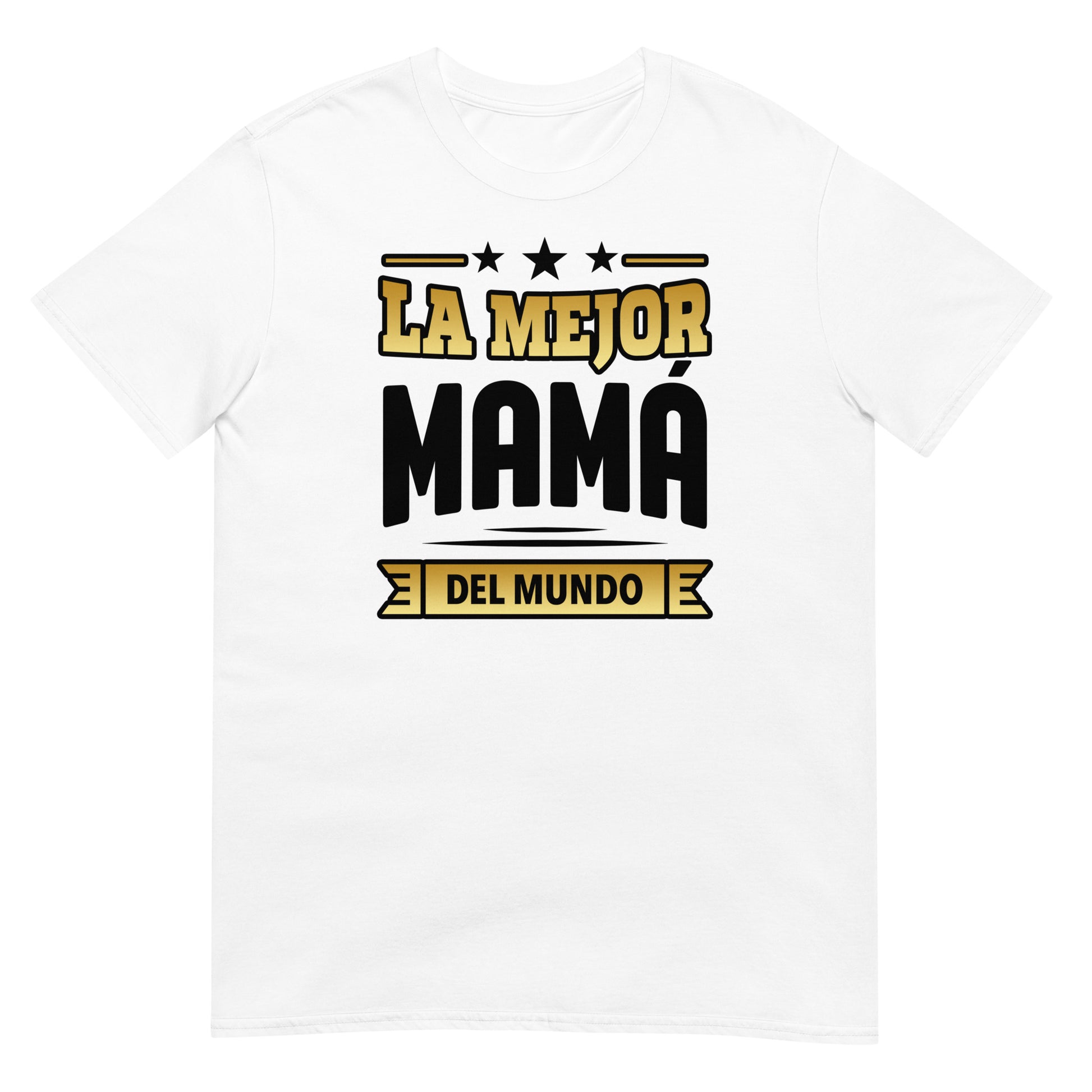 camiseta la mejor mama del mundo letras doradas blanca