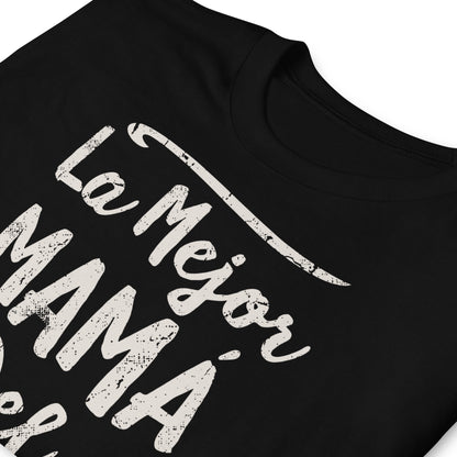 detalle de camiseta la mejor mama del mundo negra