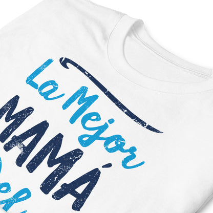 detalle de camiseta la mejor mama del mundo blanca