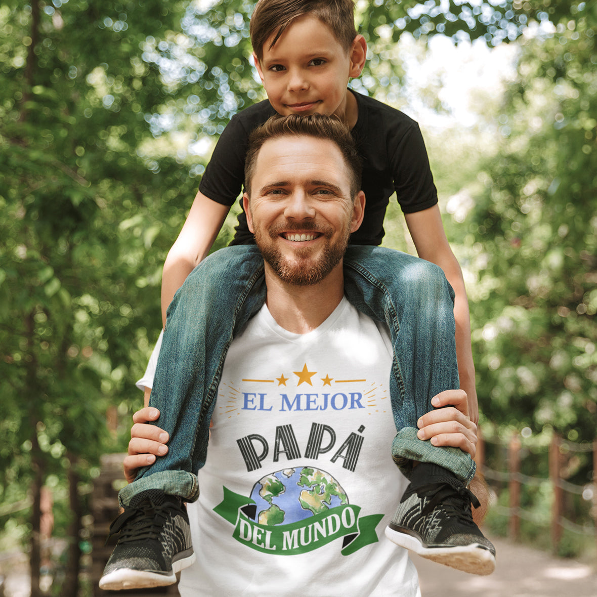 hombre con camiseta el mejor papa del mundo regalo dia del padre en color blanco