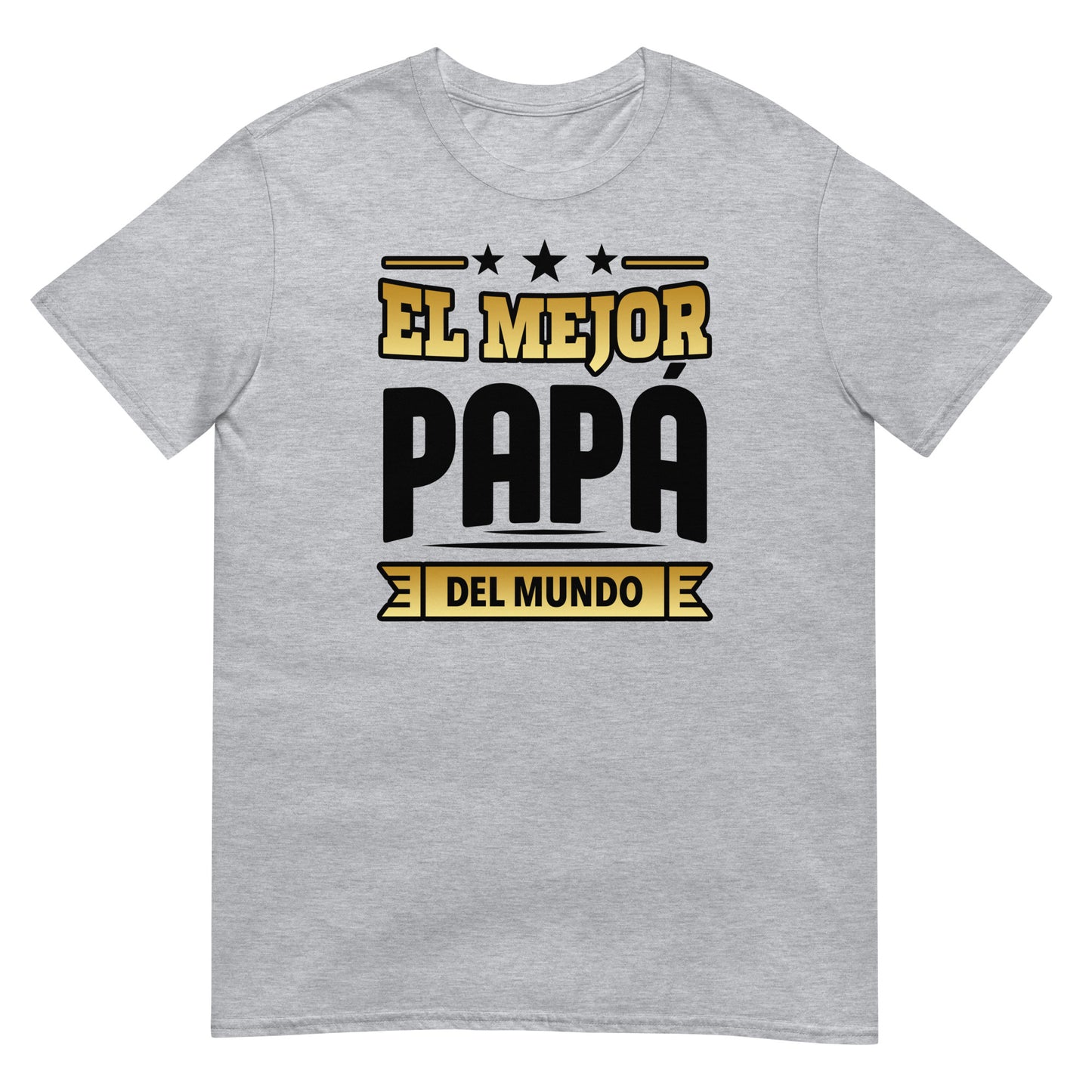 camiseta el mejor papa del mundo letras doradas gris
