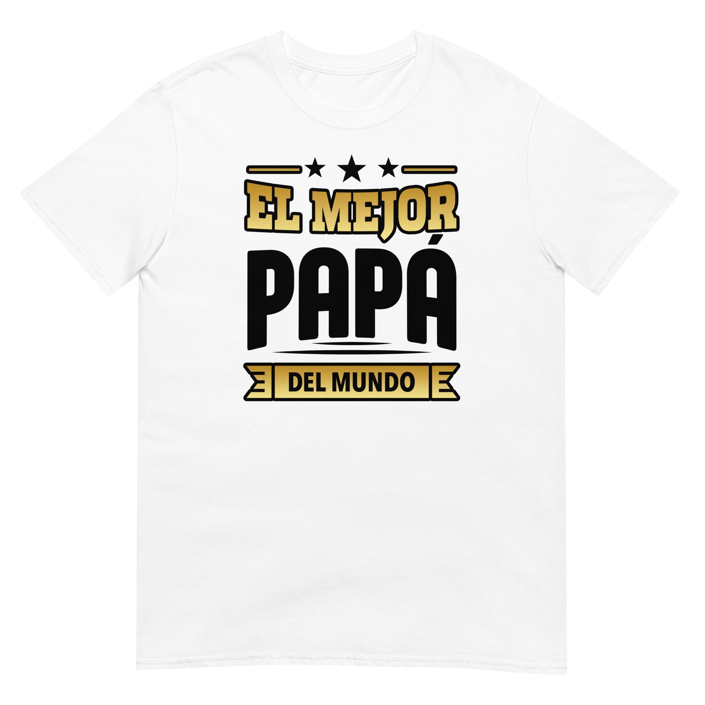 camiseta el mejor papa del mundo letras doradas blanca