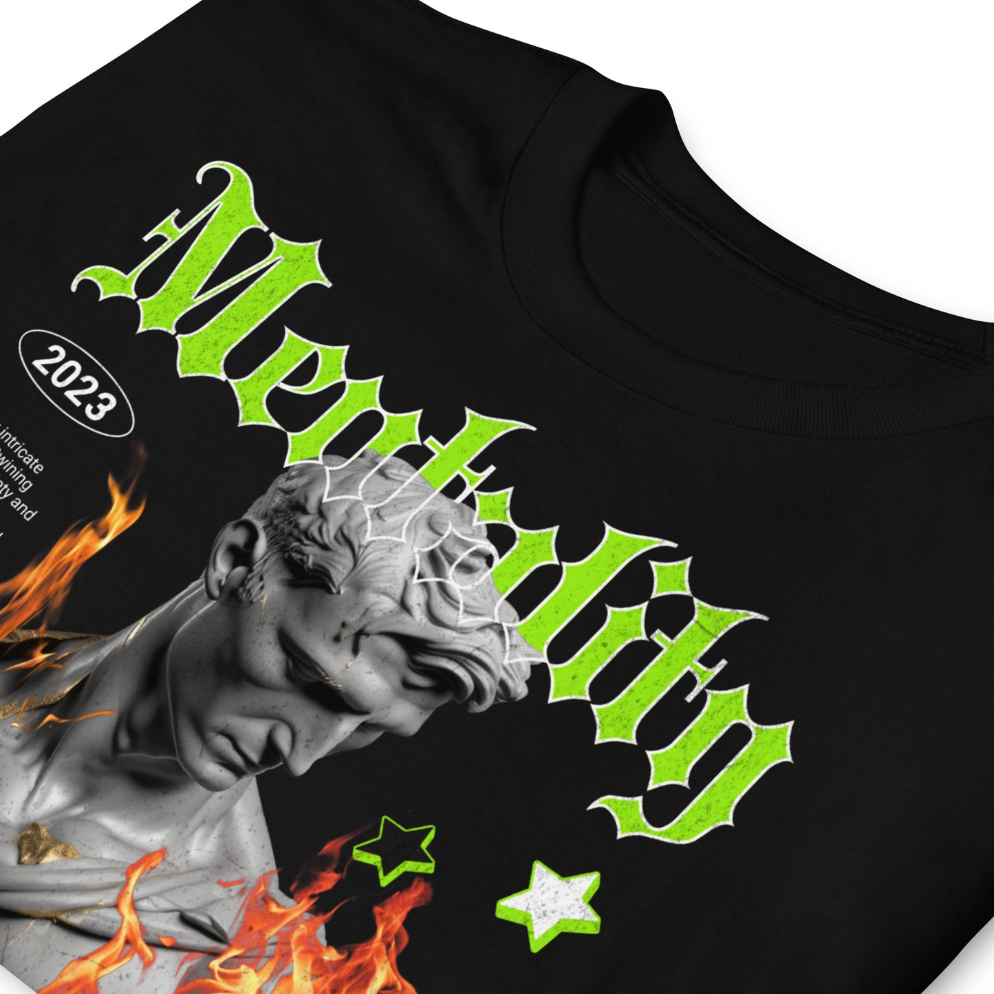 detalle de camiseta mentalidad sin miedo negra