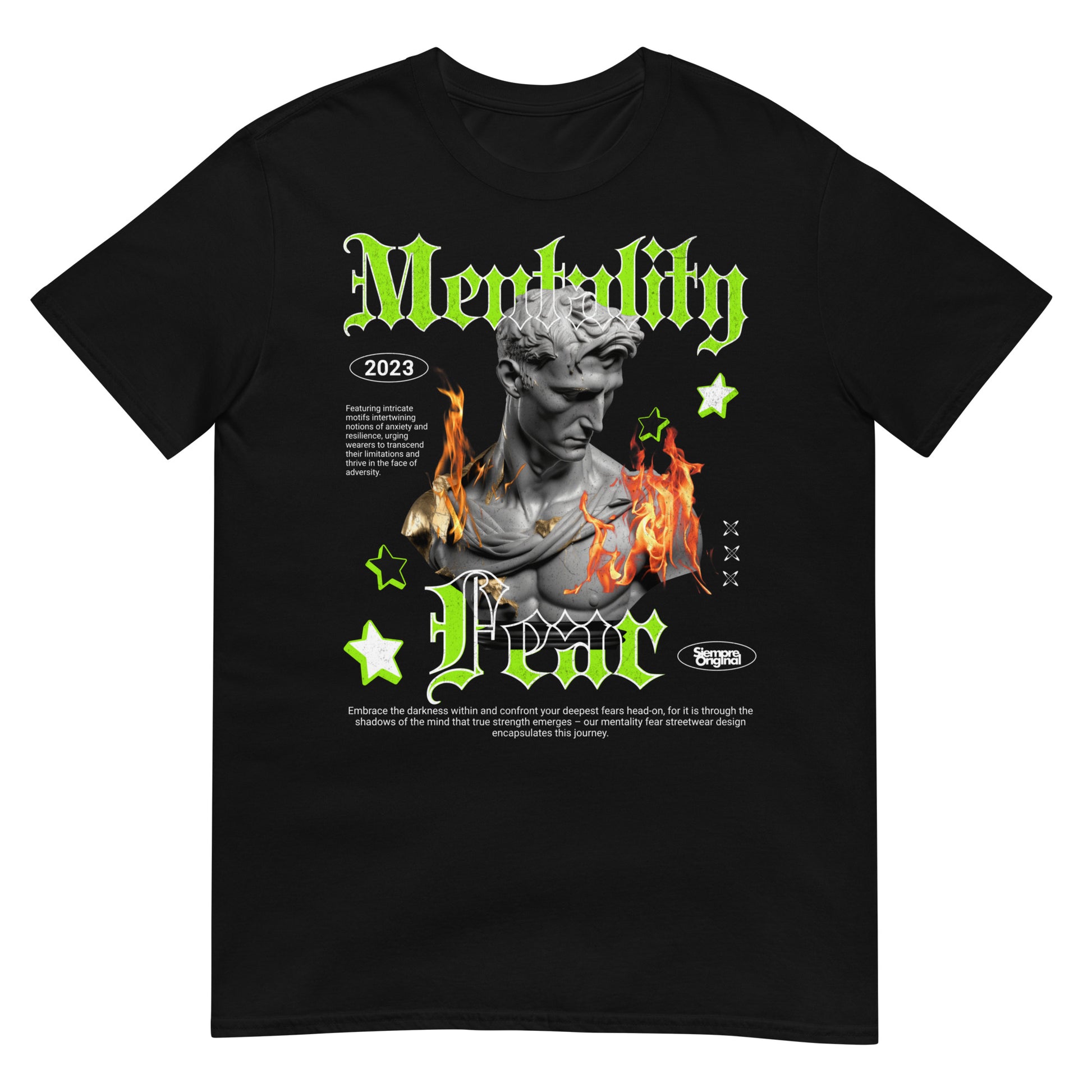 camiseta mentalidad sin miedo arte clasico negra