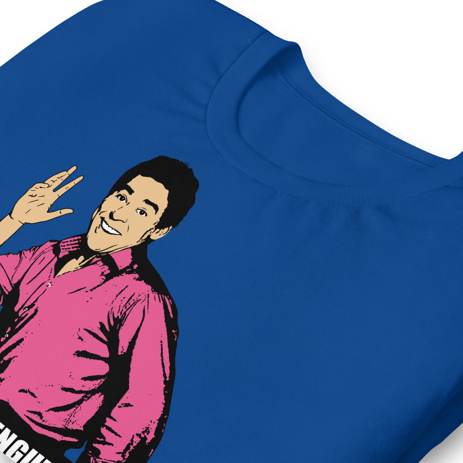 detalle de camiseta merengue merengue amador azul royal