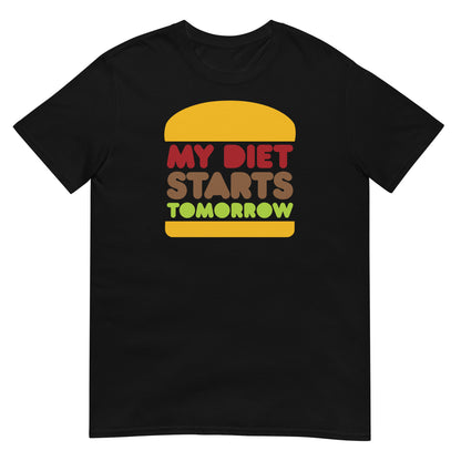 camiseta mi dieta empieza manana hamburguesa en color negro